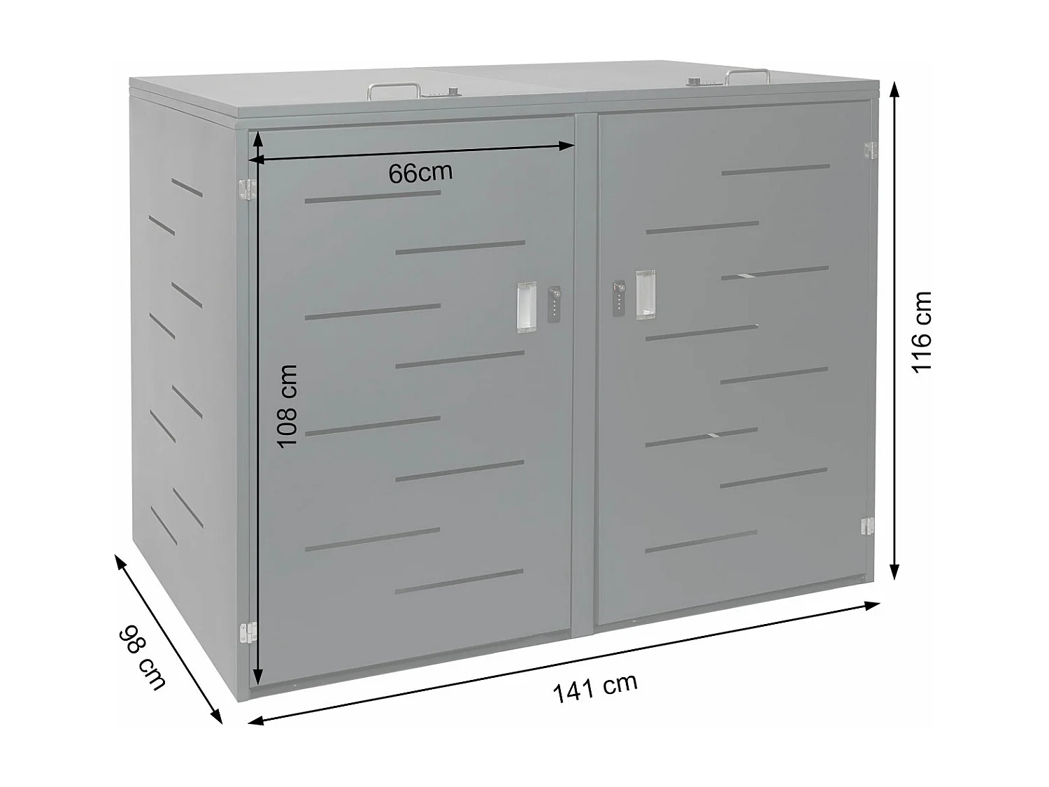 2x copribidoni box spazzatura rifiuti MCW-E83 98x141x116,5cm acciaio inox