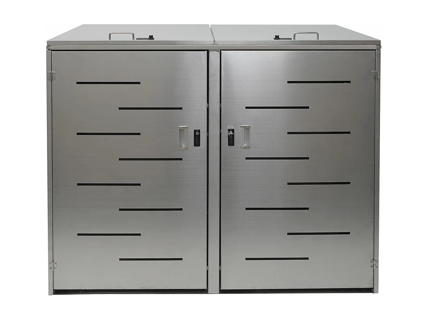 2x copribidoni box spazzatura rifiuti MCW-E83 98x141x116,5cm acciaio inox