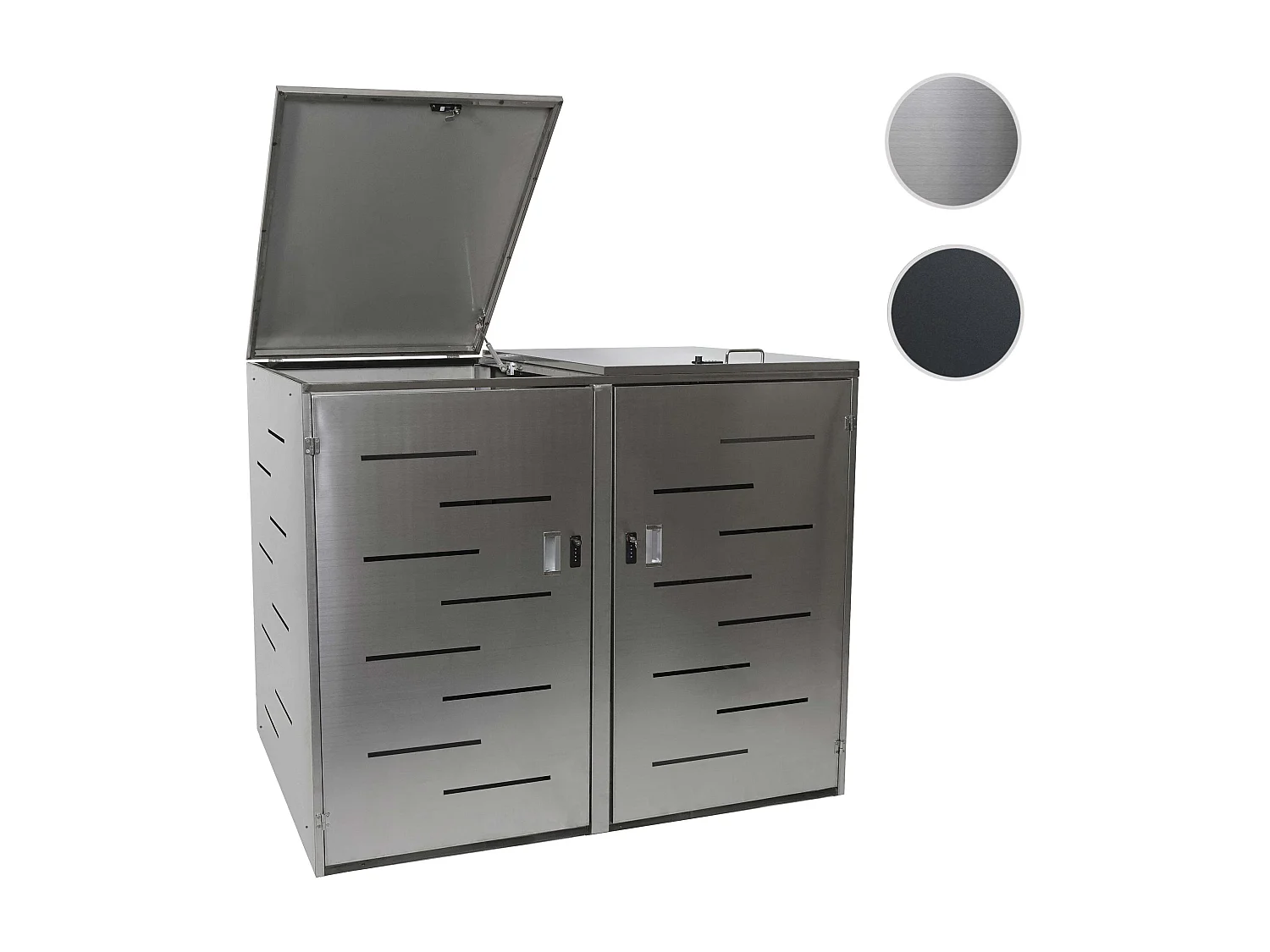 2x copribidoni box spazzatura rifiuti MCW-E83 98x141x116,5cm acciaio inox