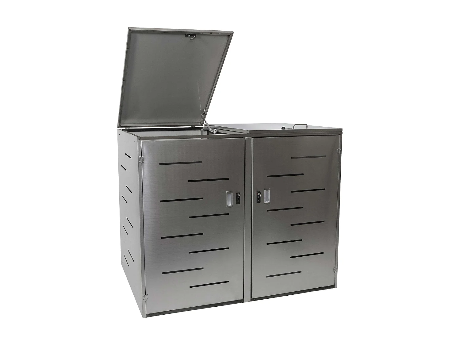 2er-/4er-Mülltonnenverkleidung MCW-E83, Edelstahl 50kg