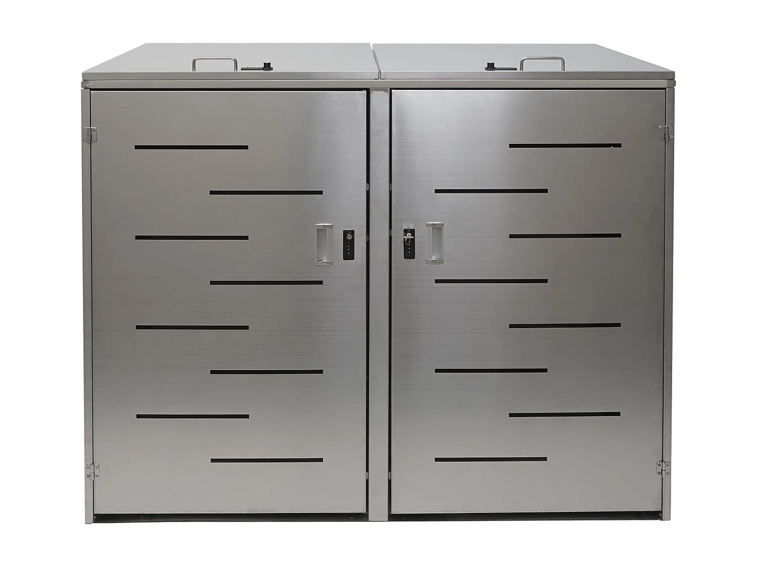 2er-/4er-Mülltonnenverkleidung MCW-E83, Edelstahl 50kg