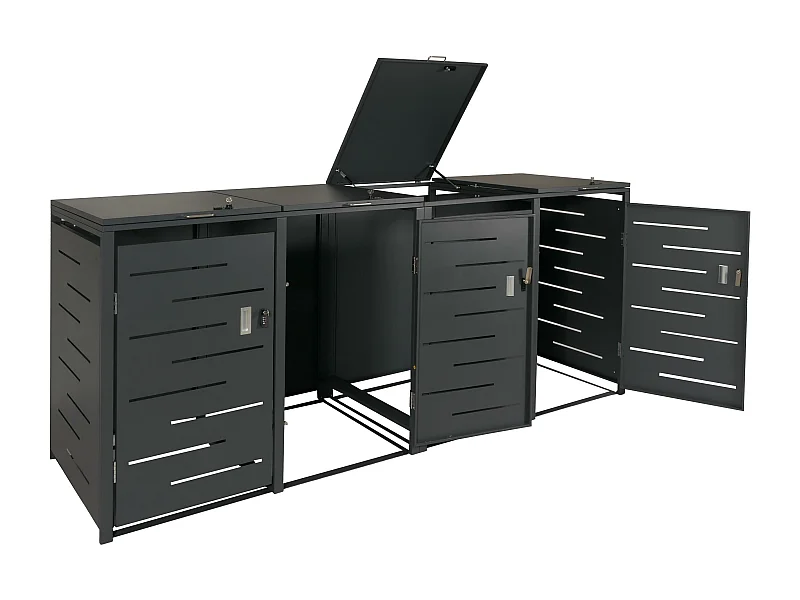 Obudowa z 4 pojemnikami na śmieci MCW-E83,  antracyt, stal 108kg