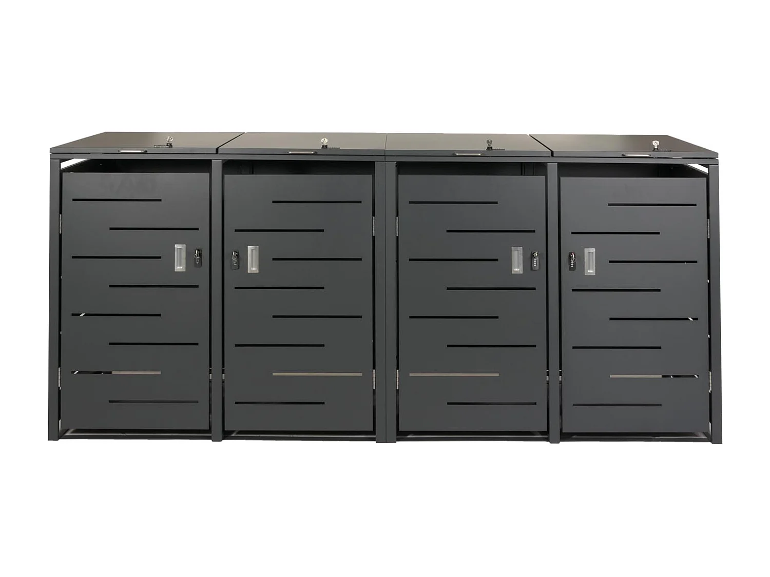 4x copribidoni box spazzatura rifiuti MCW-E83 80x263x116,5cm acciaio zincato antracite