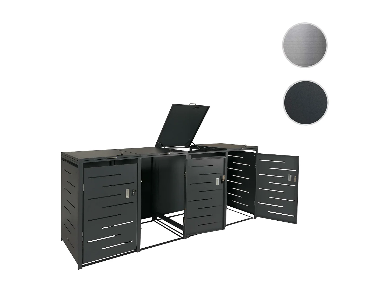 4x copribidoni box spazzatura rifiuti MCW-E83 80x263x116,5cm acciaio zincato antracite