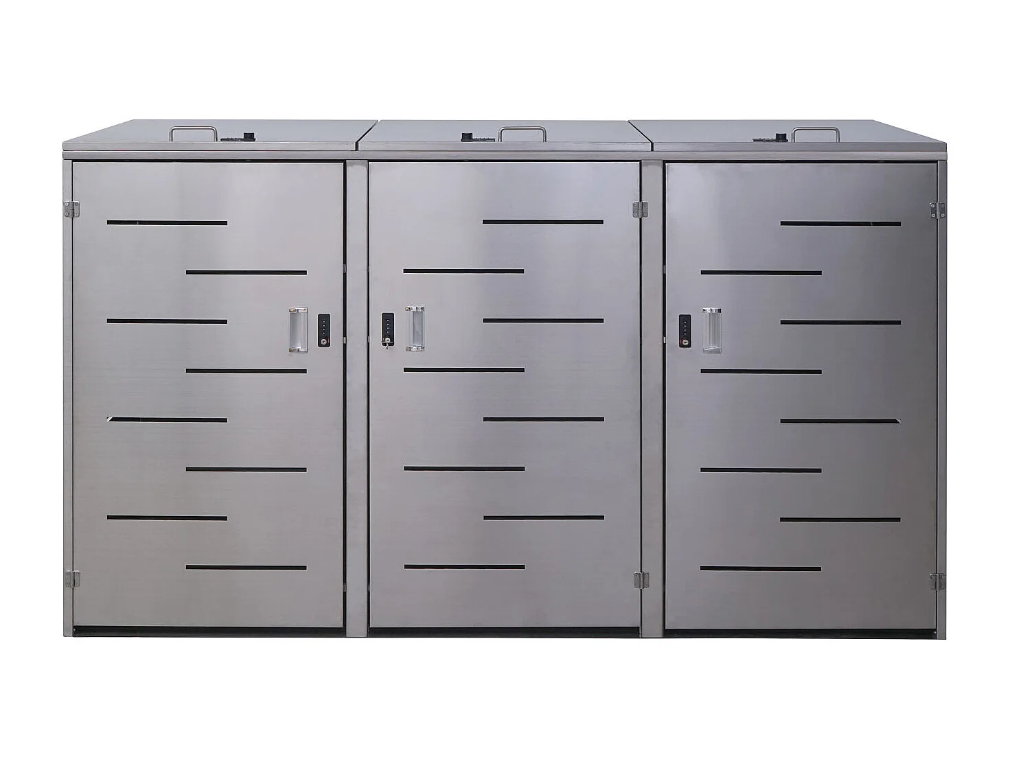 3x copribidoni box spazzatura rifiuti MCW-E83 98x212x116cm acciaio inox