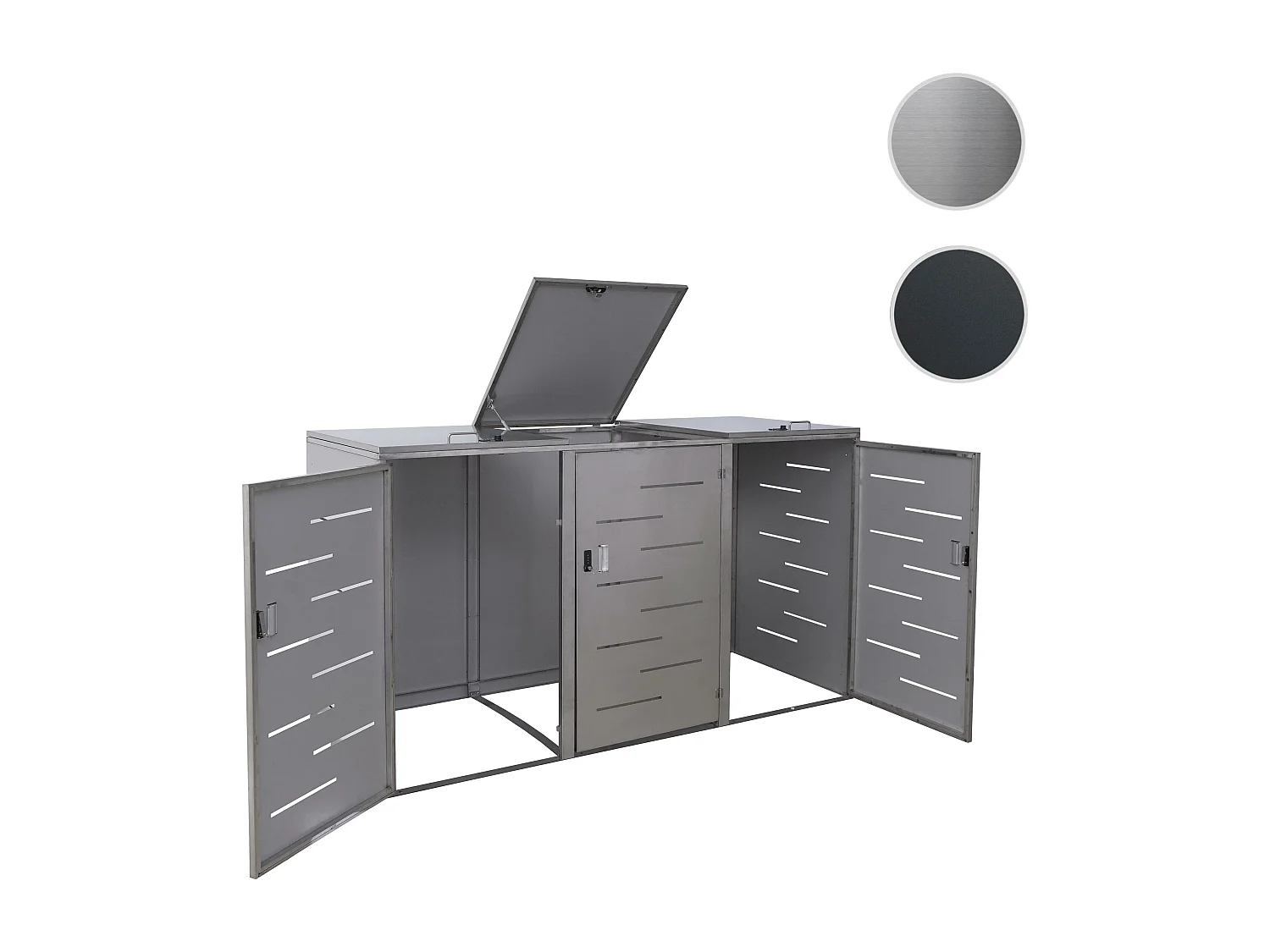 3er-/6er-Mülltonnenverkleidung MCW-E83, Edelstahl 85kg