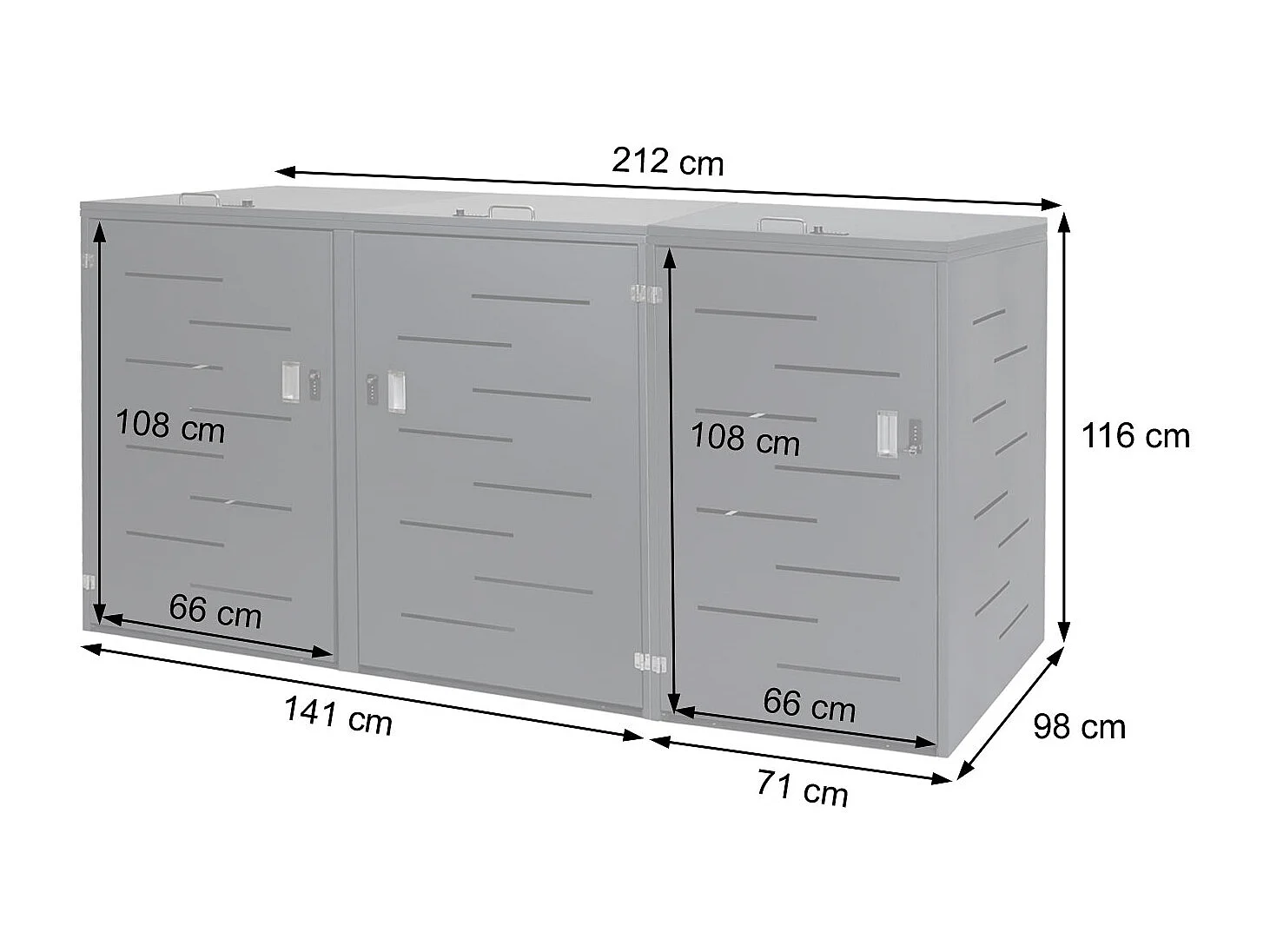 MCW-E83 3-bin/6-bin bin enclosure,  stainless steel 85kg