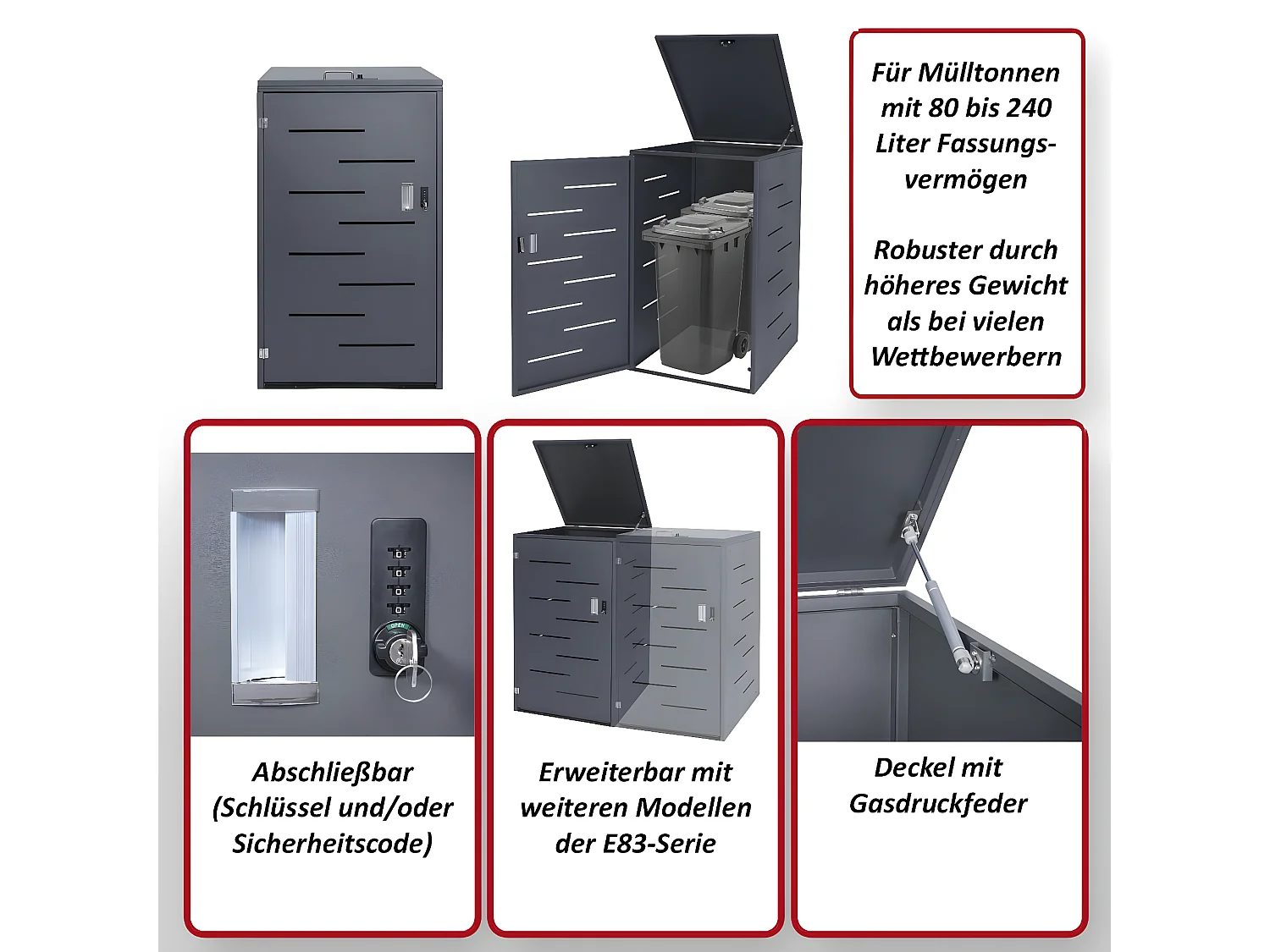 1 pojemnik/2 pojemniki na śmieci MCW-E83,  stal nierdzewna 35kg