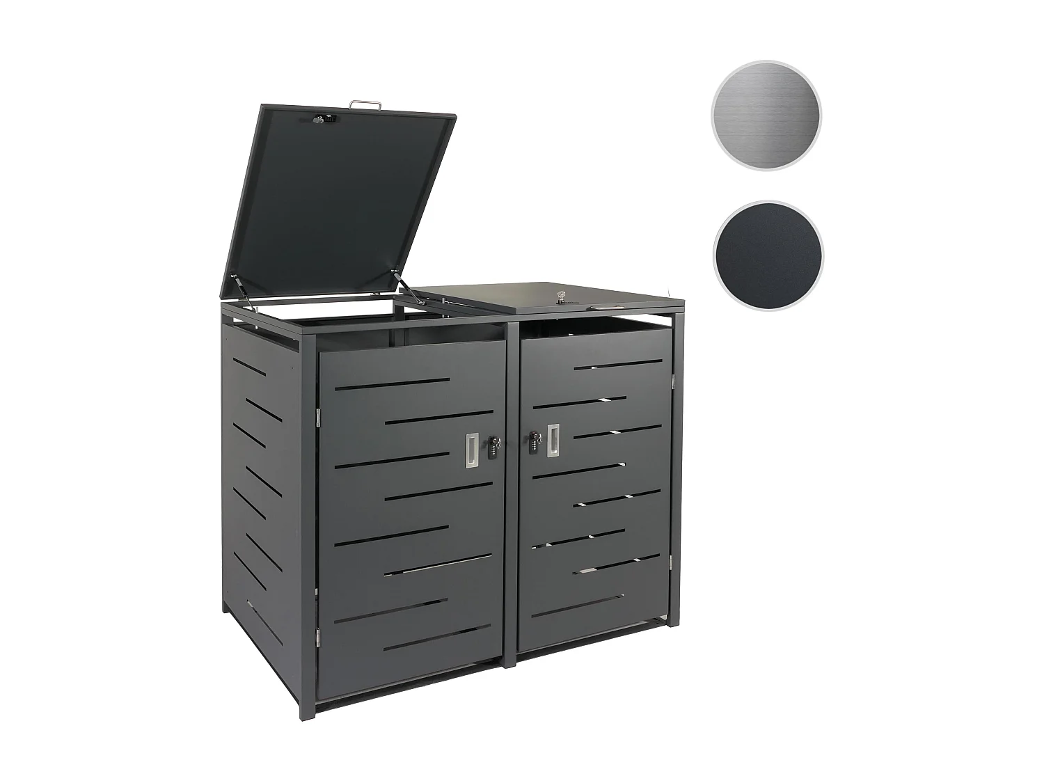 2-osobowy/4-osobowy kosz na śmieci MCW-E83,  antracyt, stal 62kg