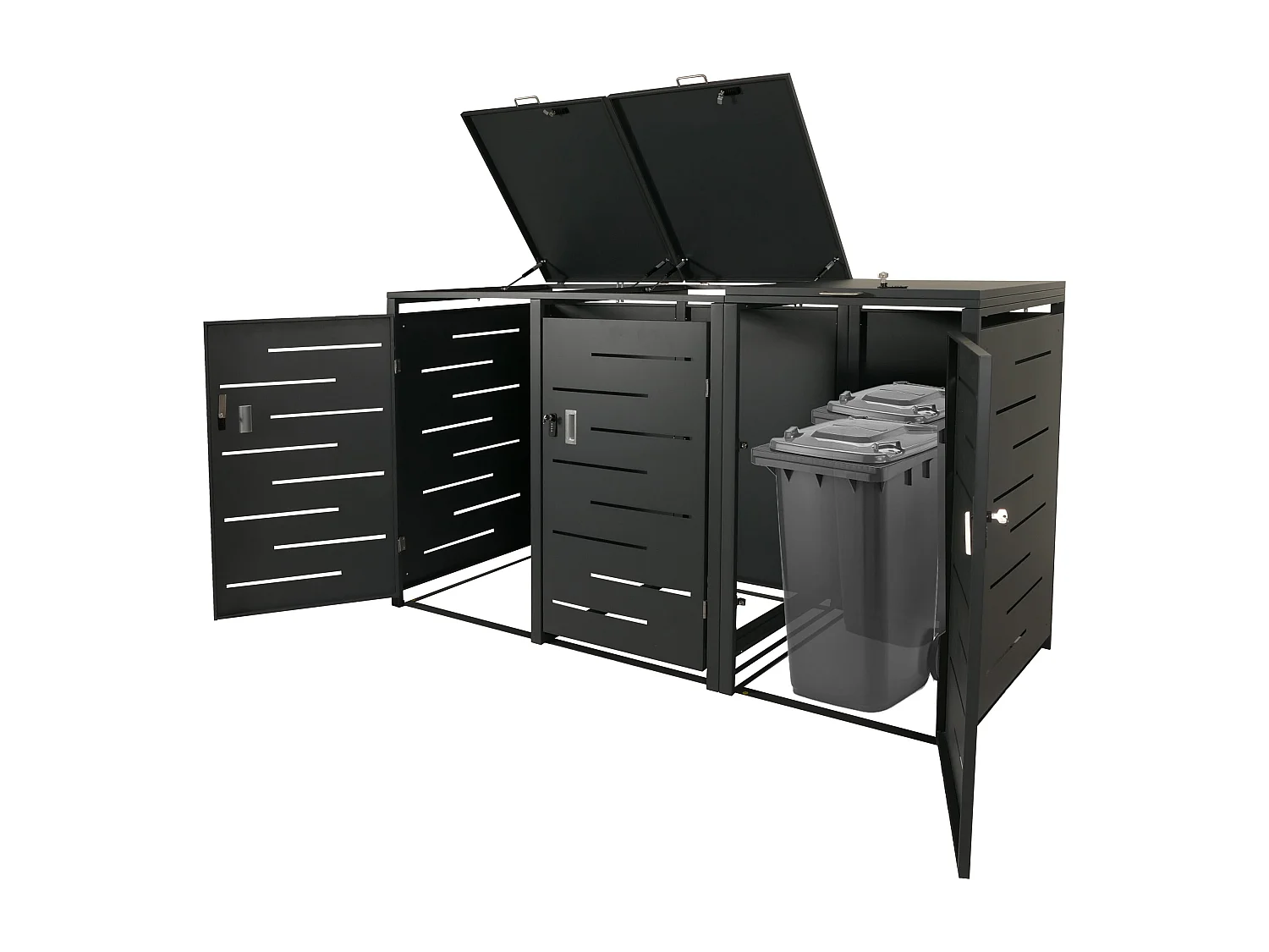 3-/6-delige afvalbakbekleding MCW-E83,  antraciet staal, 100kg