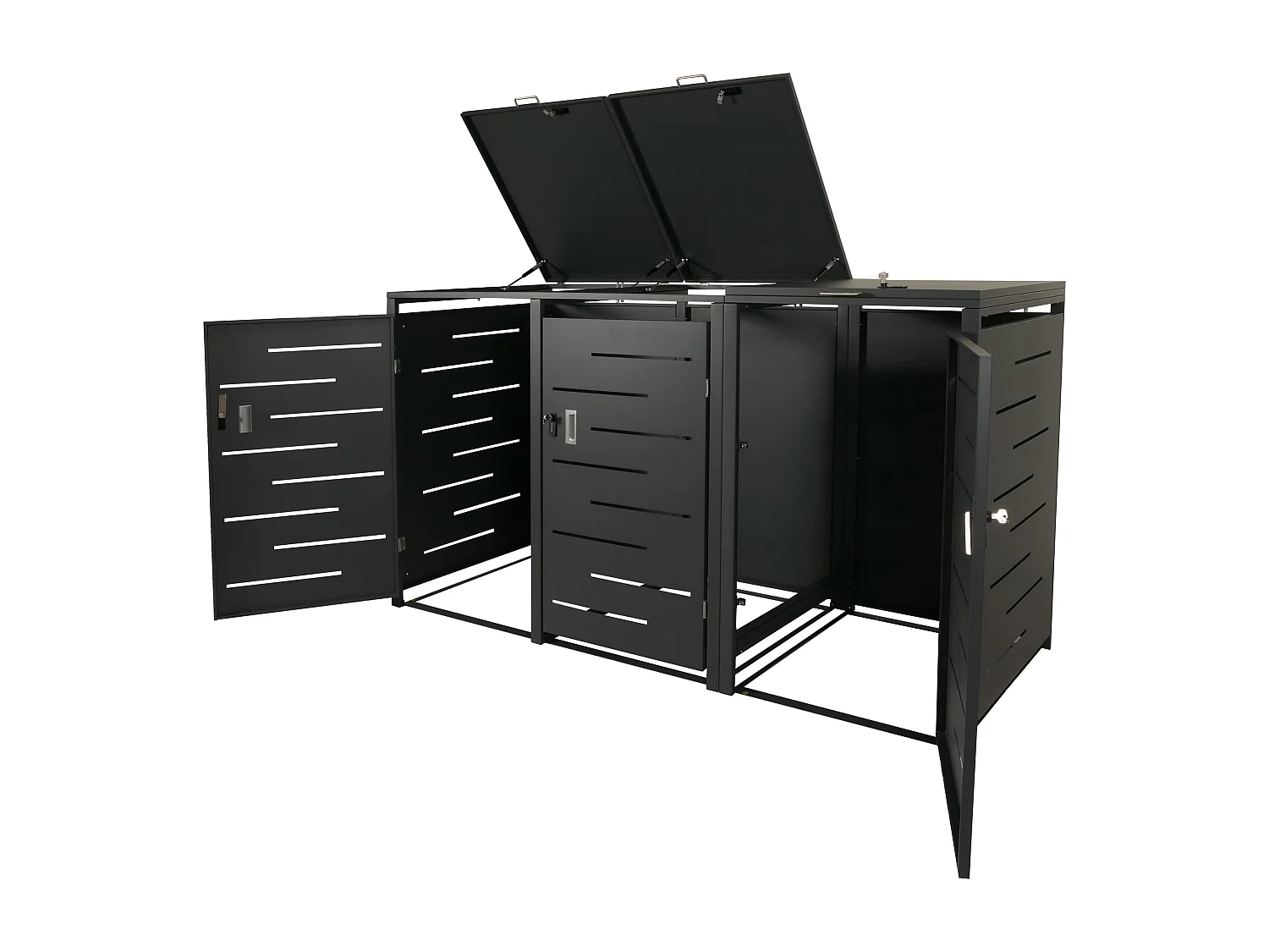 3er-/6er-Mülltonnenverkleidung MCW-E83, Anthrazit Stahl, 100kg