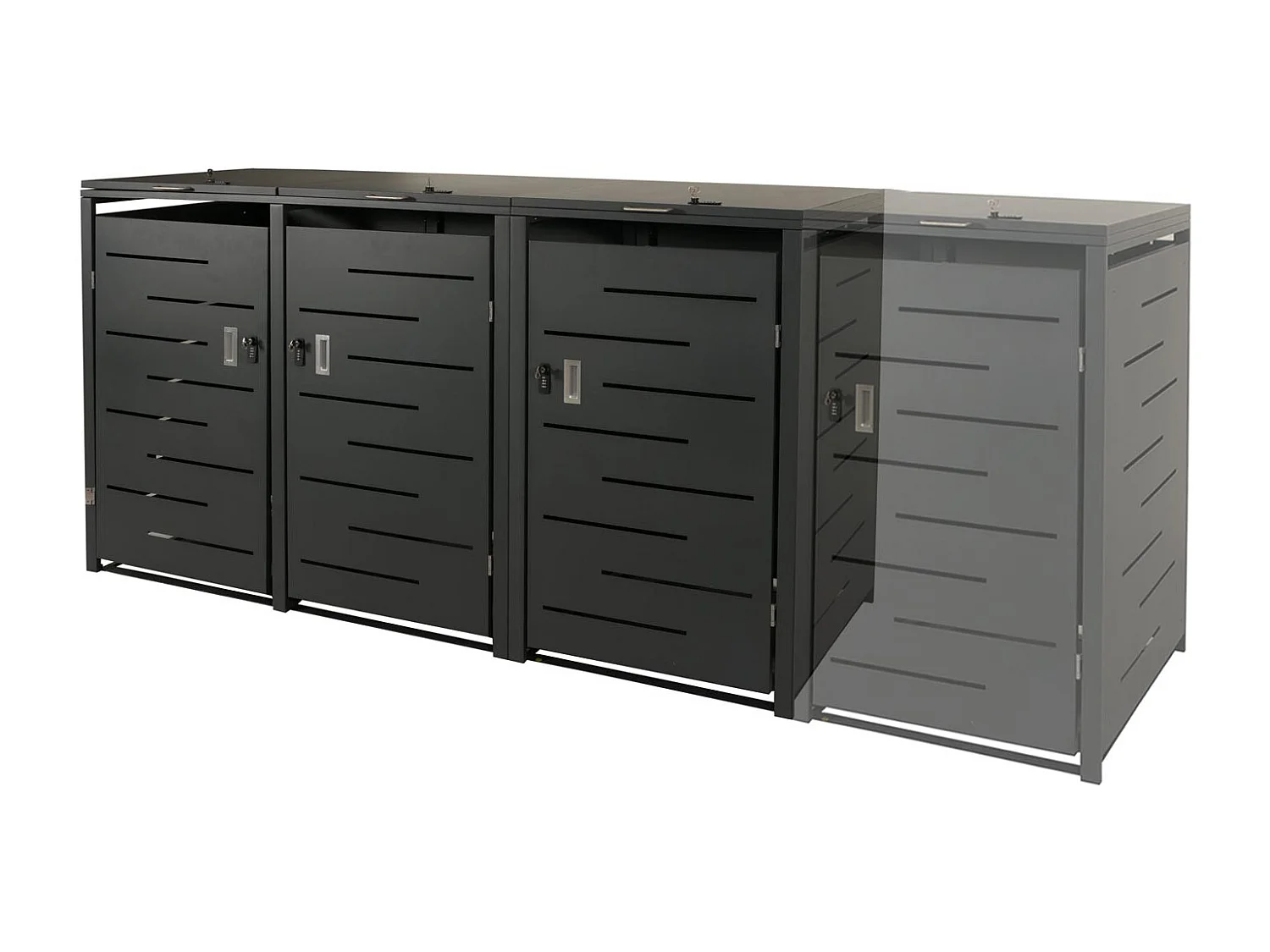 3er-/6er-Mülltonnenverkleidung MCW-E83, Anthrazit Stahl, 100kg