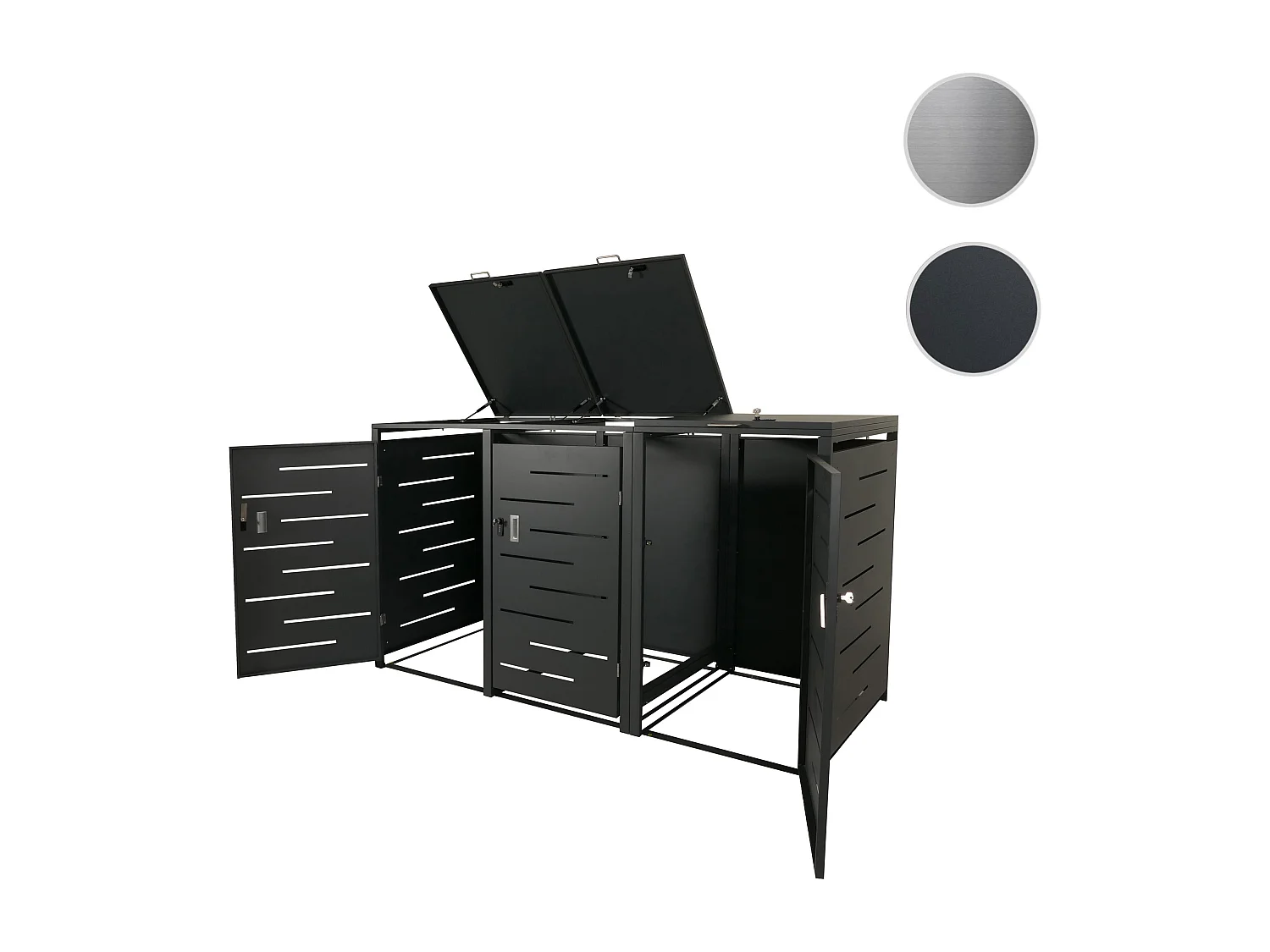 3er-/6er-Mülltonnenverkleidung MCW-E83, Anthrazit Stahl, 100kg