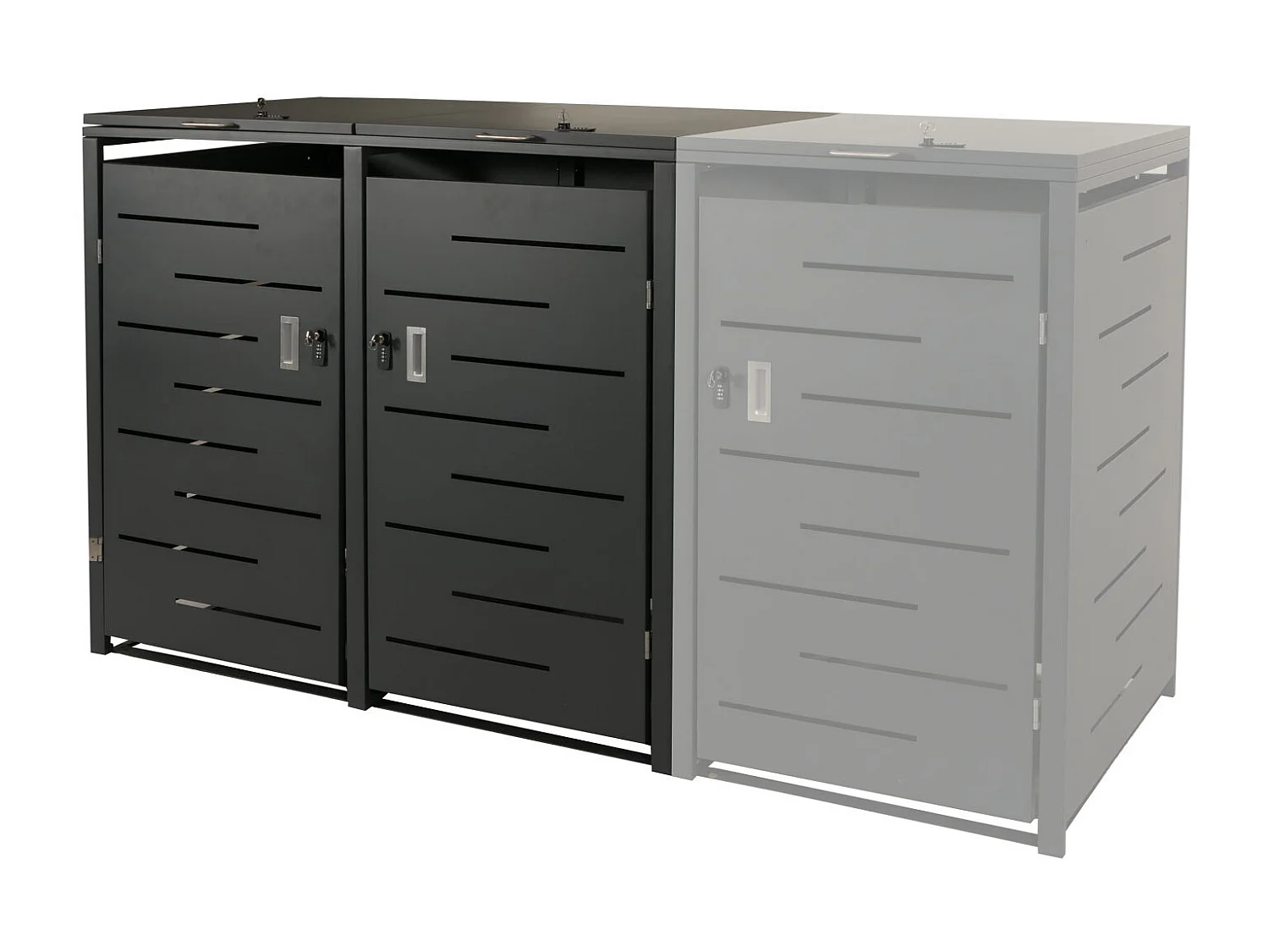 2er-Mülltonnenverkleidung MCW-E83, Anthrazit, Stahl 54kg