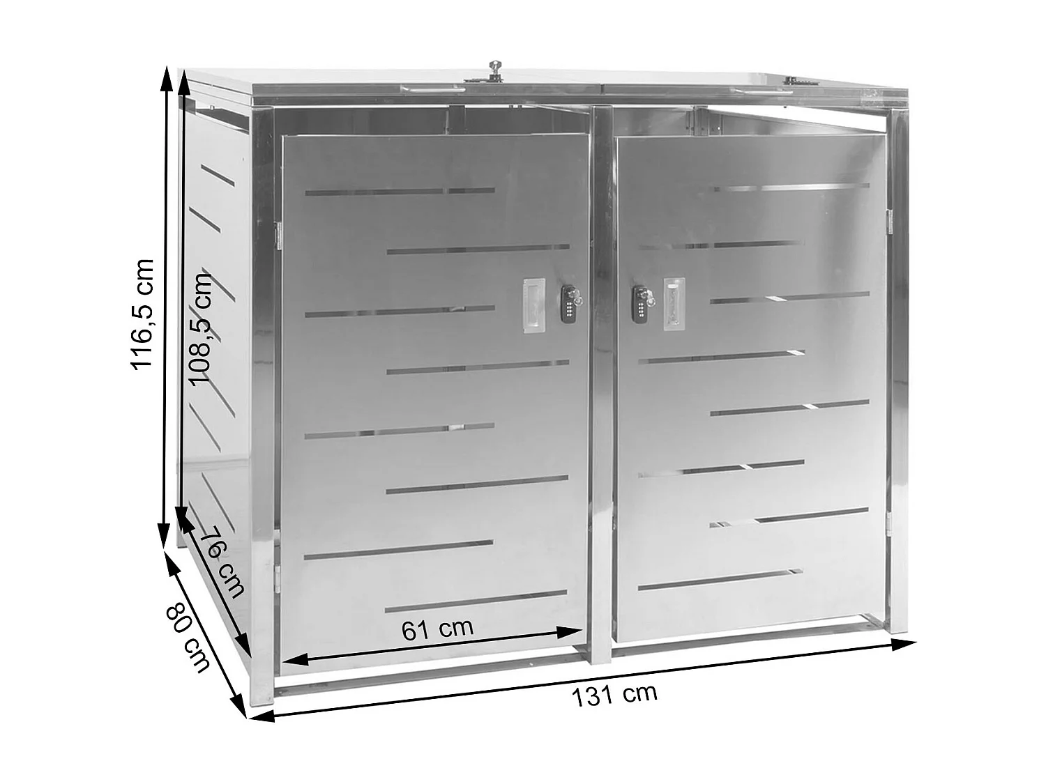 2er-Mülltonnenverkleidung MCW-E83, Anthrazit, Stahl 54kg