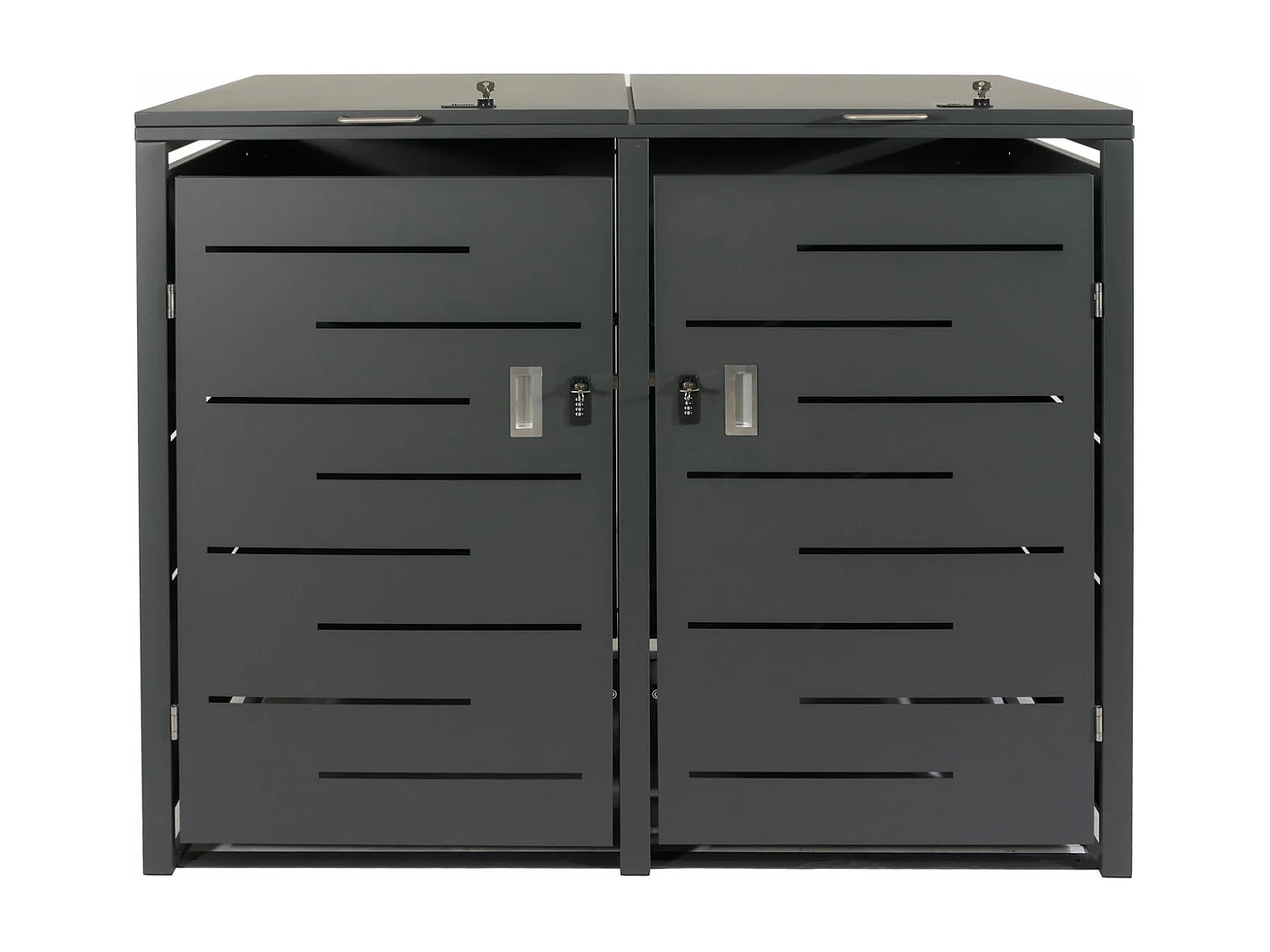 2er-Mülltonnenverkleidung MCW-E83, Anthrazit, Stahl 54kg