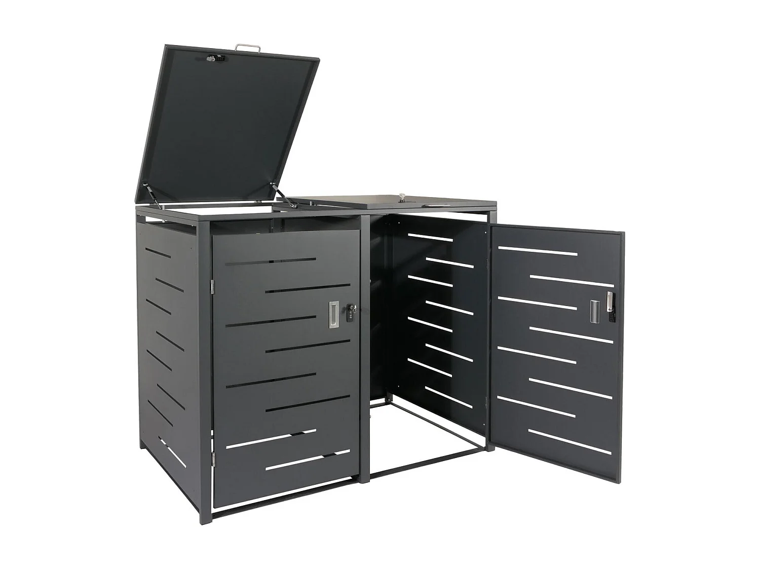 2er-Mülltonnenverkleidung MCW-E83, Anthrazit, Stahl 54kg