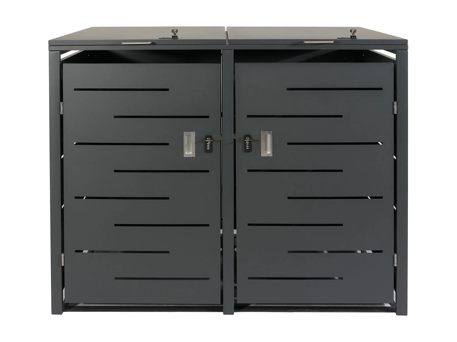 2er-Mülltonnenverkleidung MCW-E83, Anthrazit, Stahl 54kg