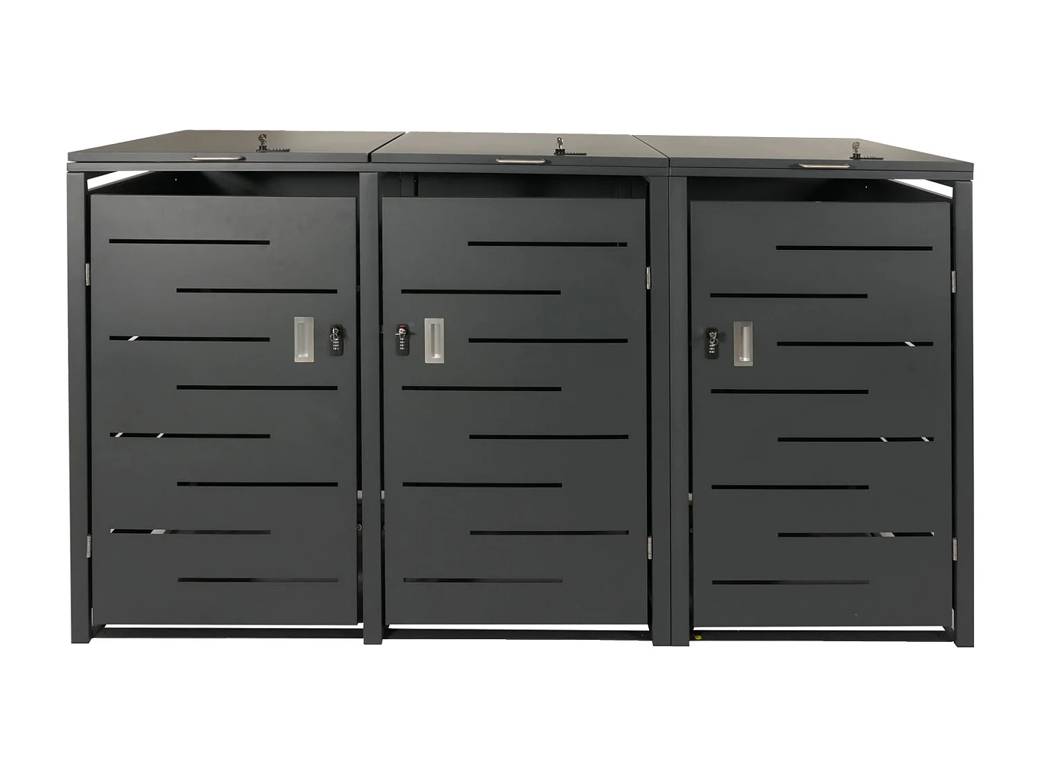 3x copribidoni box spazzatura rifiuti MCW-E83 80x197x116,5cm acciaio zincato antracite