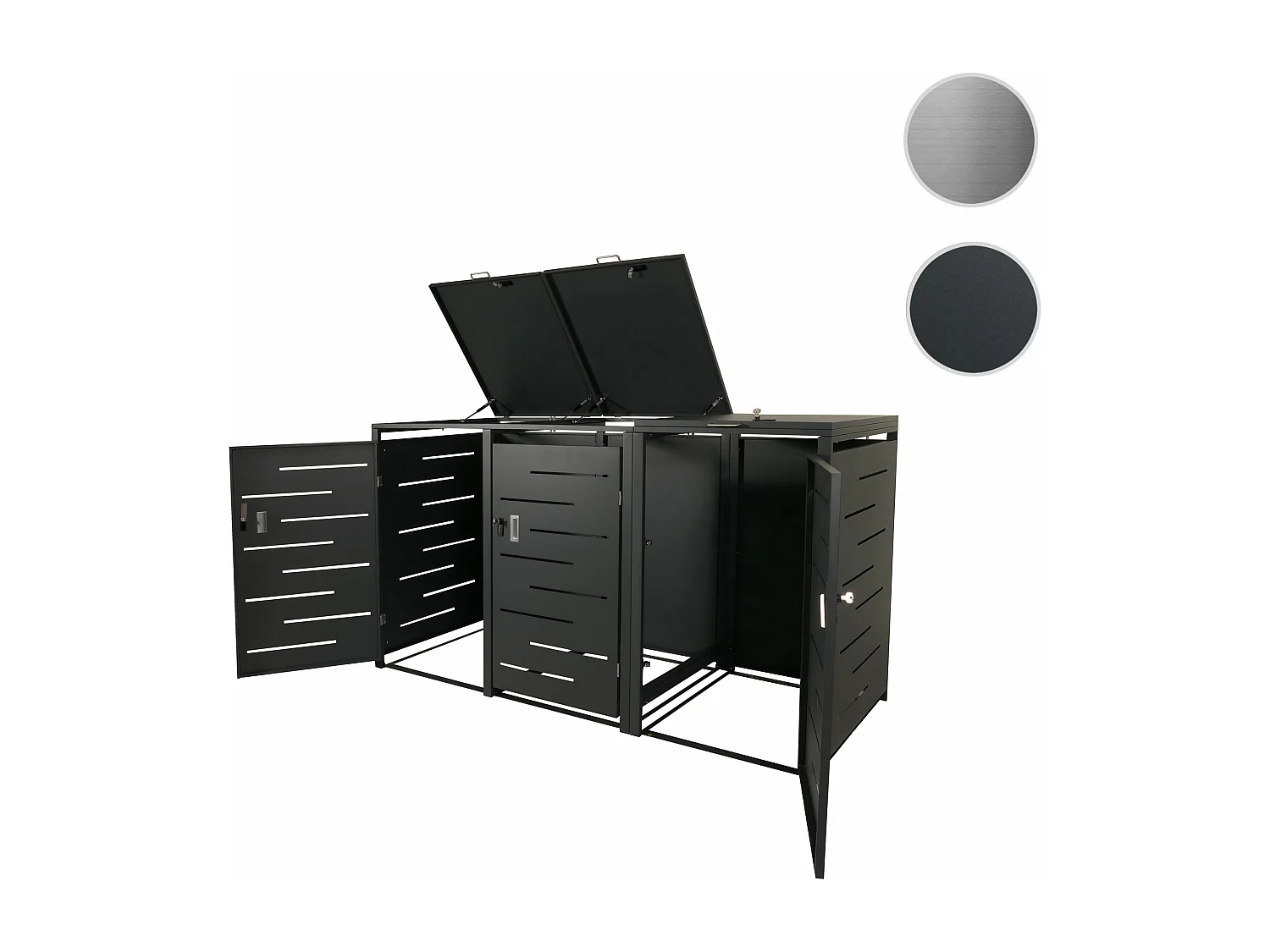 3x copribidoni box spazzatura rifiuti MCW-E83 80x197x116,5cm acciaio zincato antracite