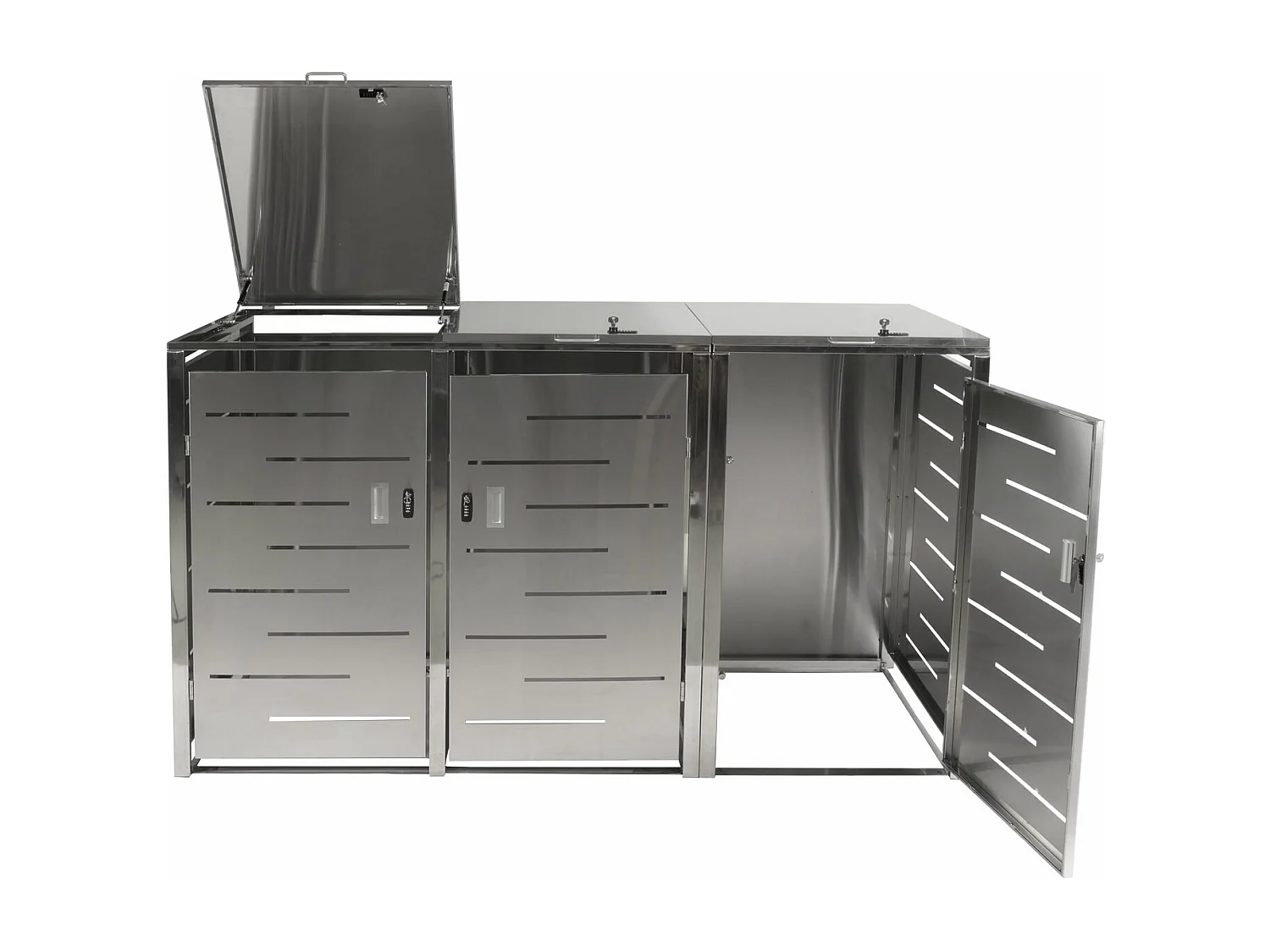 3er-Mülltonnenverkleidung MCW-E83, Edelstahl 68kg