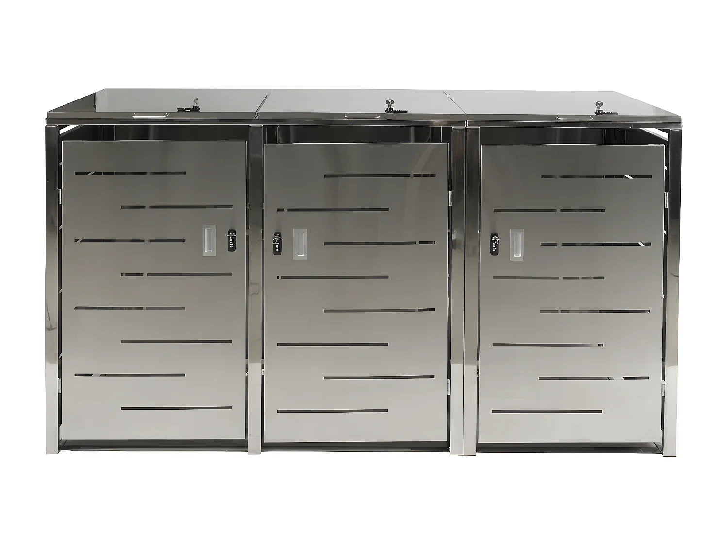 3er-Mülltonnenverkleidung MCW-E83, Edelstahl 68kg