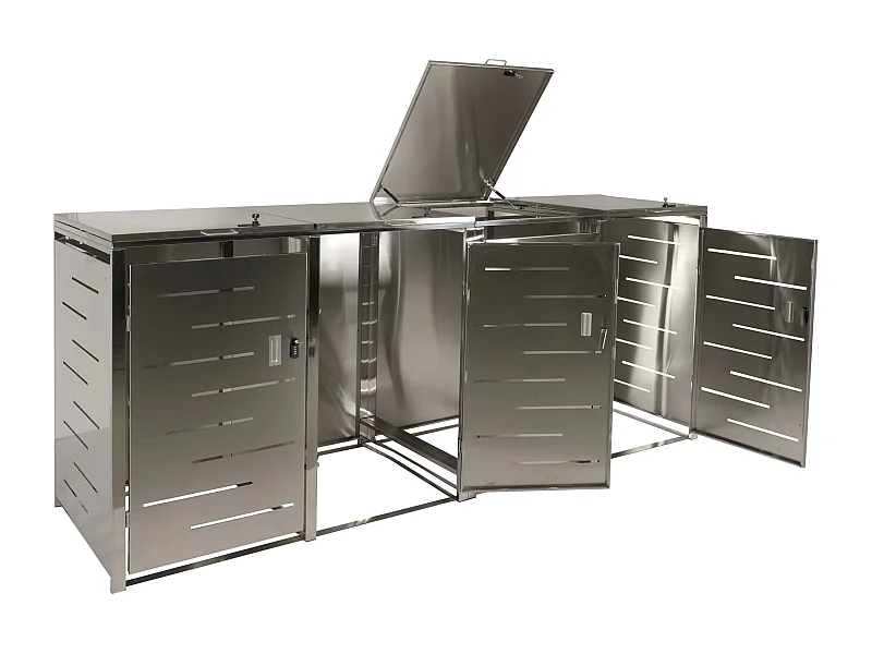 4er-Mülltonnenverkleidung MCW-E83, Edelstahl 99kg