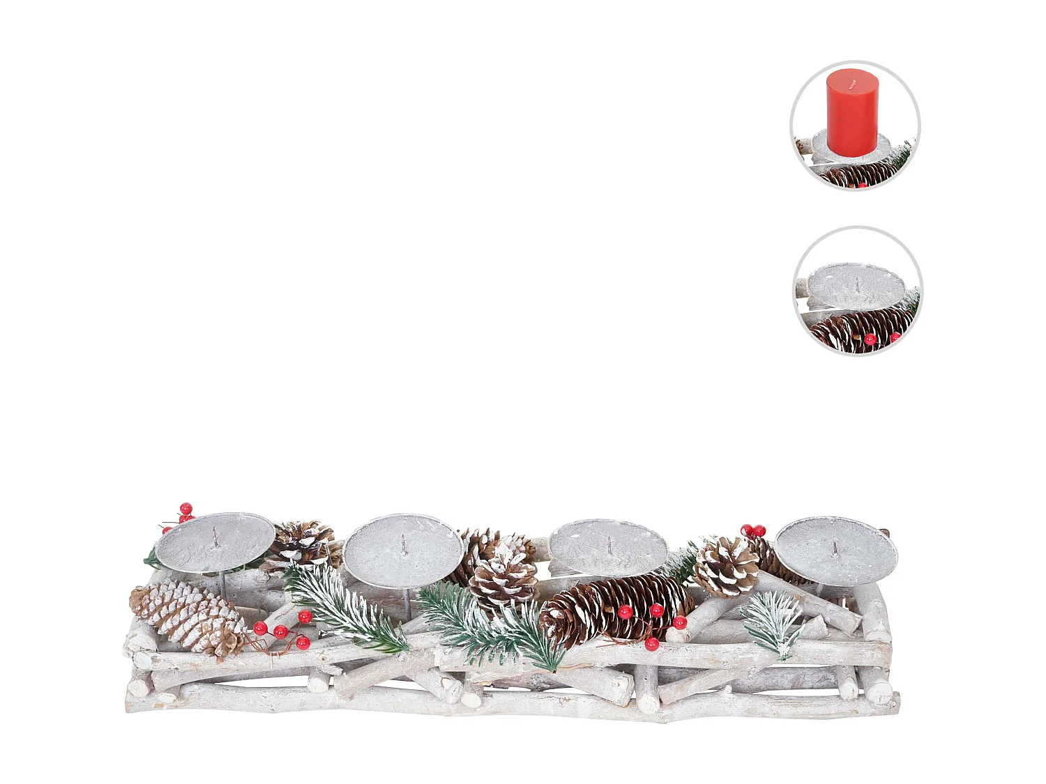 Adventskrans langwerpig hout zonder kaarsen,  zonder kaarsen
