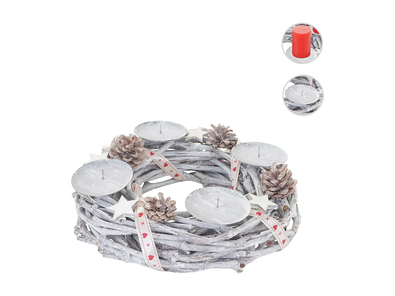 Adventskranz Holz Ø 30cm ohne Kerzen, Ohne Kerzen