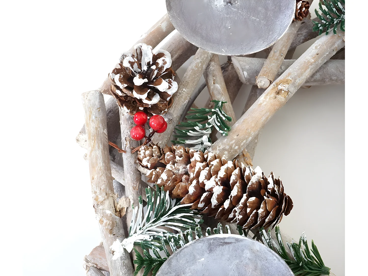 Adventskrans rond hout zonder kaarsen,  zonder kaarsen