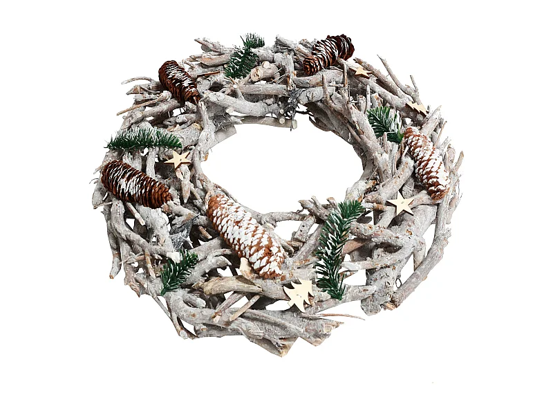 Portacandele circolare avvento natalizio fatto a mano XXL 48cm legno senza candele