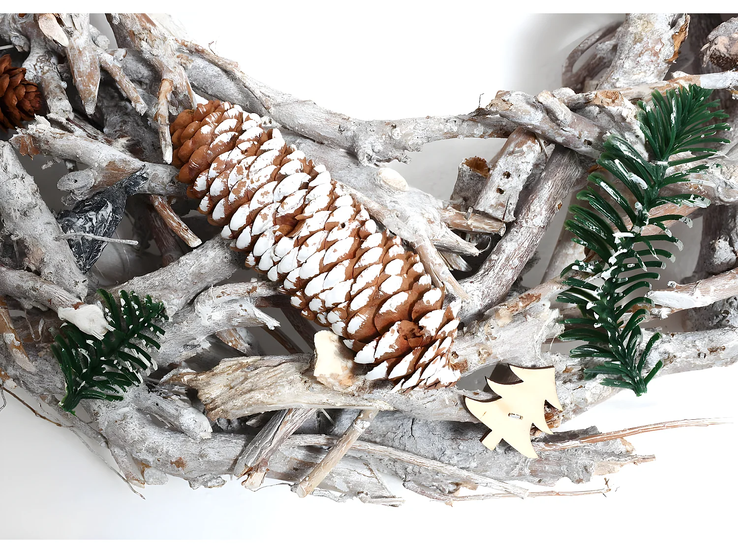 Portacandele circolare avvento natalizio fatto a mano XXL 48cm legno senza candele