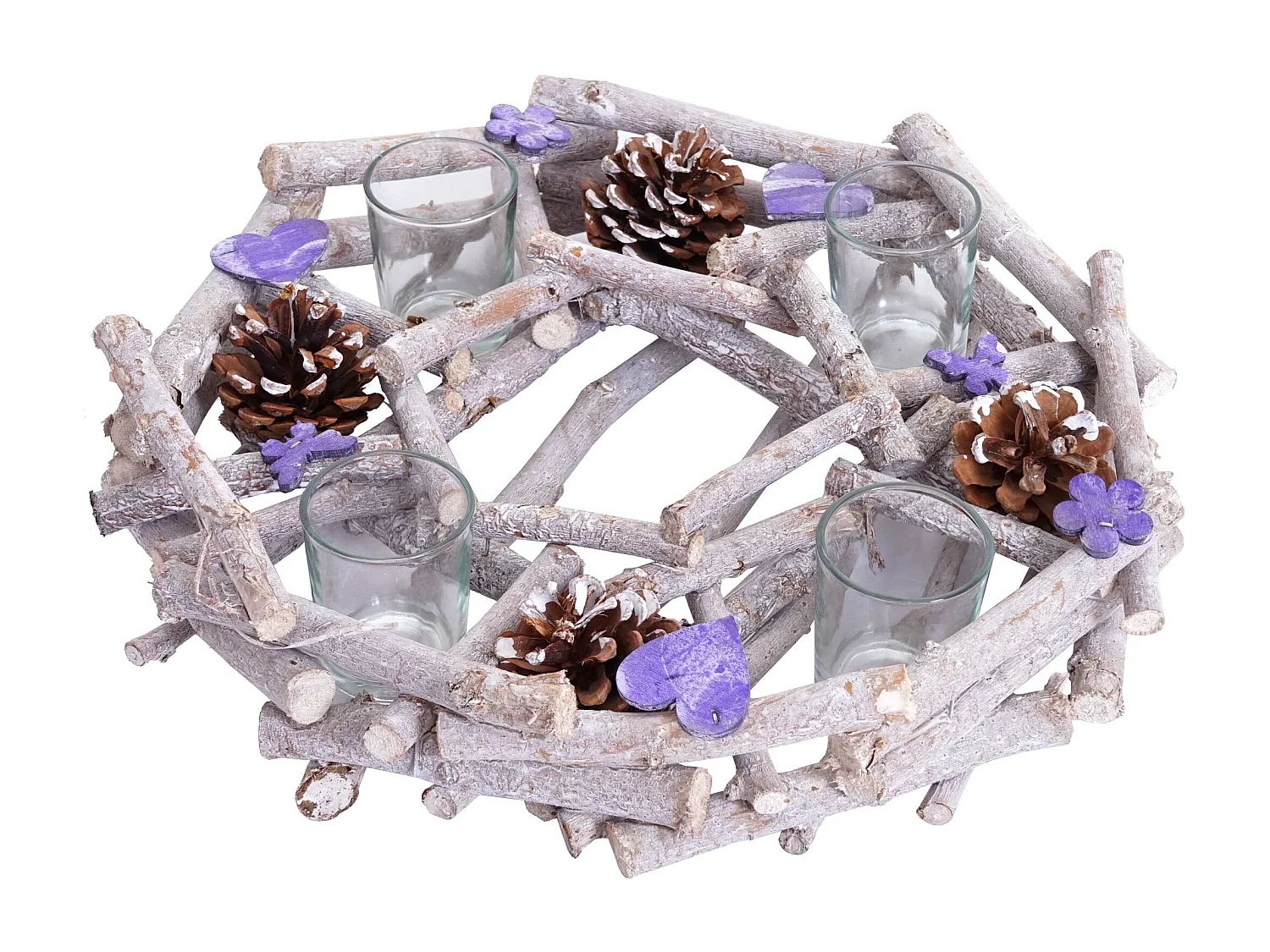 Adventskranz rund mit Teelichthaltern