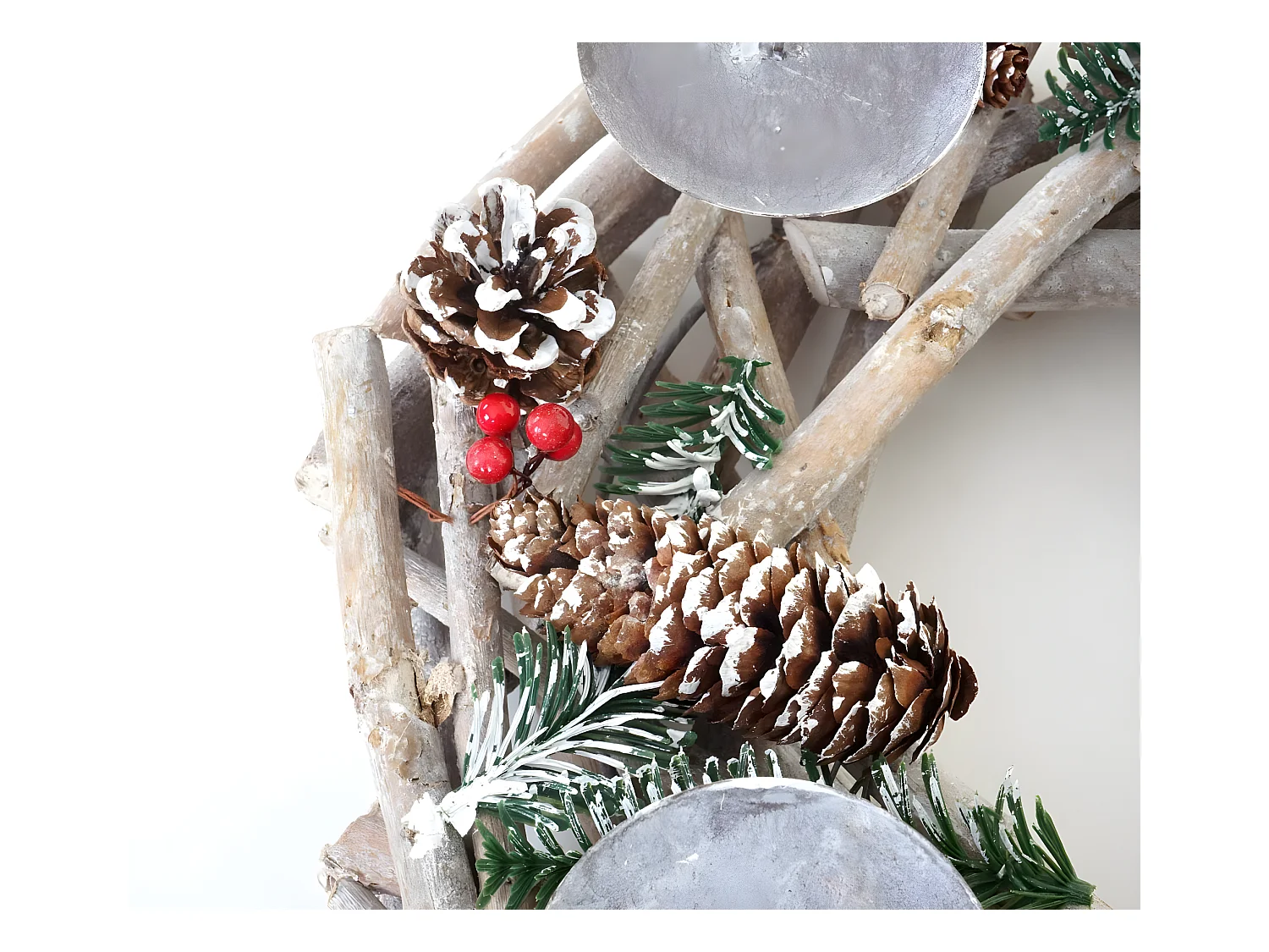 Adventskranz rund Holz Kerzen rot, Mit Kerzen, rot