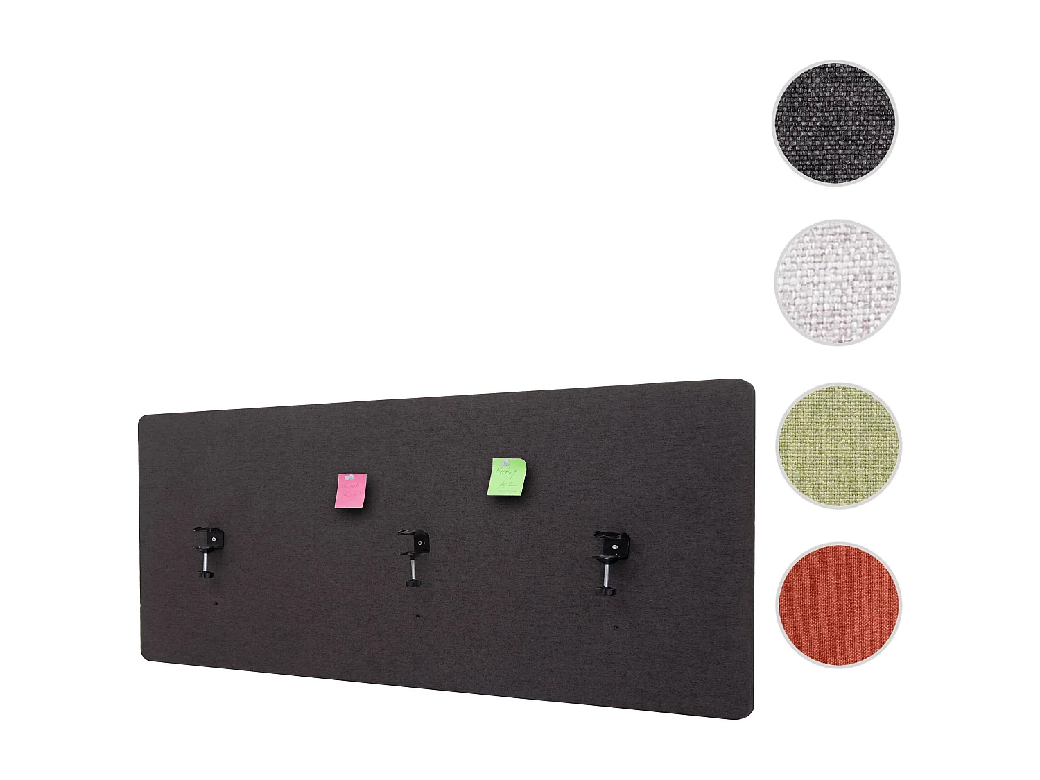 Divisorio schermo privacy da tavolo bacheca acustico MCW-G75 tessuto 160x60cm antracite