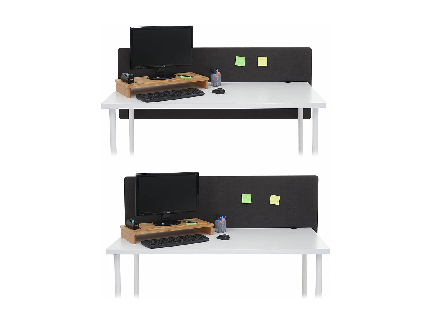 Akustik-Tischtrennwand MCW-G75, 60x160cm braun-grau