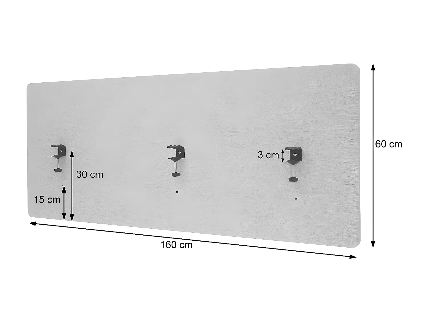 Akustik-Tischtrennwand MCW-G75, 60x160cm braun