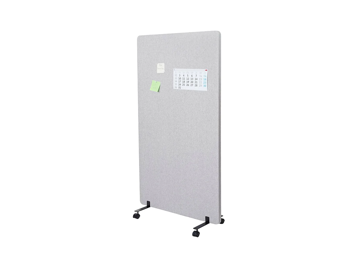Divisorio mobile privacy fonoassorbente bacheca ufficio MCW-G77 tessuto 147x80cm grigio
