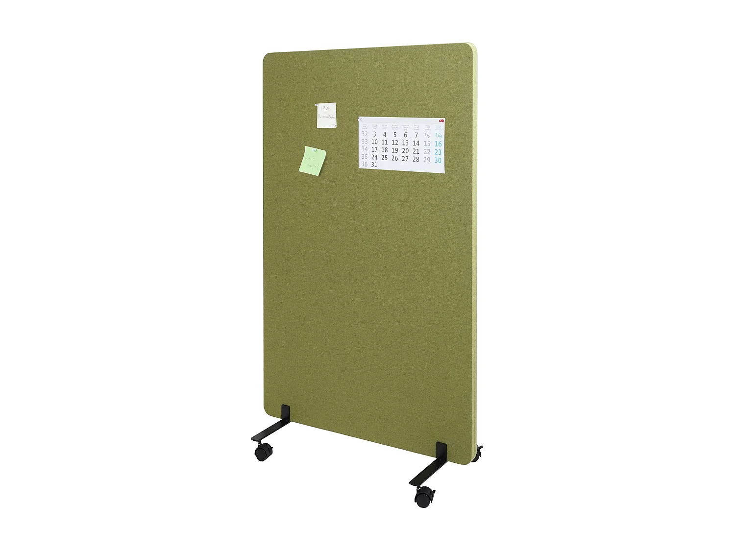 Divisorio mobile privacy fonoassorbente bacheca ufficio MCW-G77 tessuto 127x80cm verde