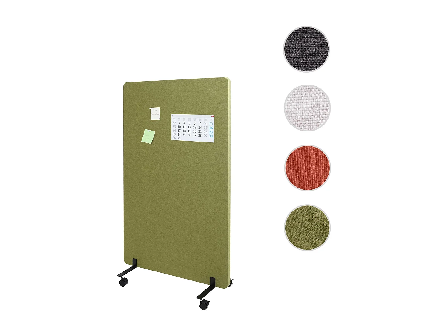 Divisorio mobile privacy fonoassorbente bacheca ufficio MCW-G77 tessuto 127x80cm verde