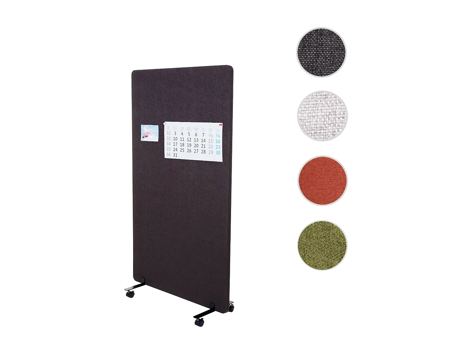 Divisorio mobile privacy fonoassorbente bacheca ufficio MCW-G77 tessuto 147x80cm marrone grigio