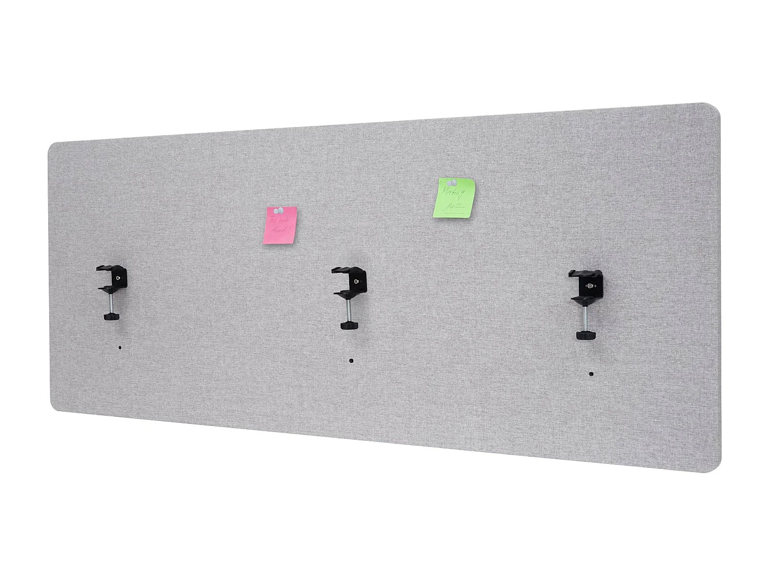 Divisorio schermo privacy da tavolo bacheca acustico MCW-G75 tessuto 160x60cm grigio