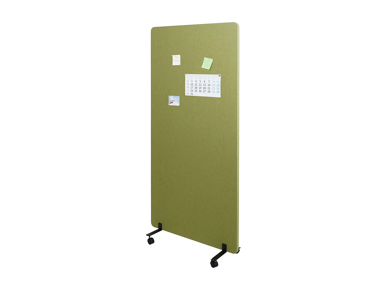 Divisorio mobile privacy fonoassorbente bacheca ufficio MCW-G77 tessuto 167x80cm verde
