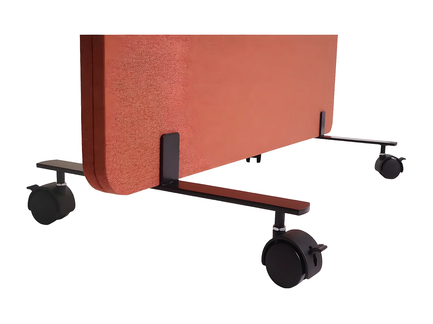 Divisorio mobile privacy fonoassorbente bacheca ufficio MCW-G77 tessuto 147x80cm marrone