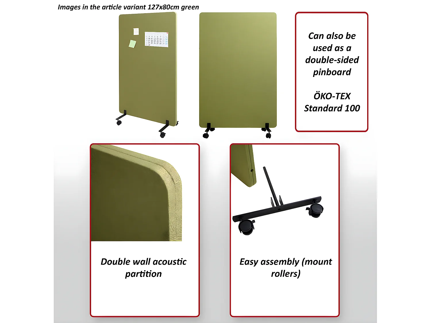 Divisorio mobile privacy fonoassorbente bacheca ufficio MCW-G77 tessuto 127x80cm marrone