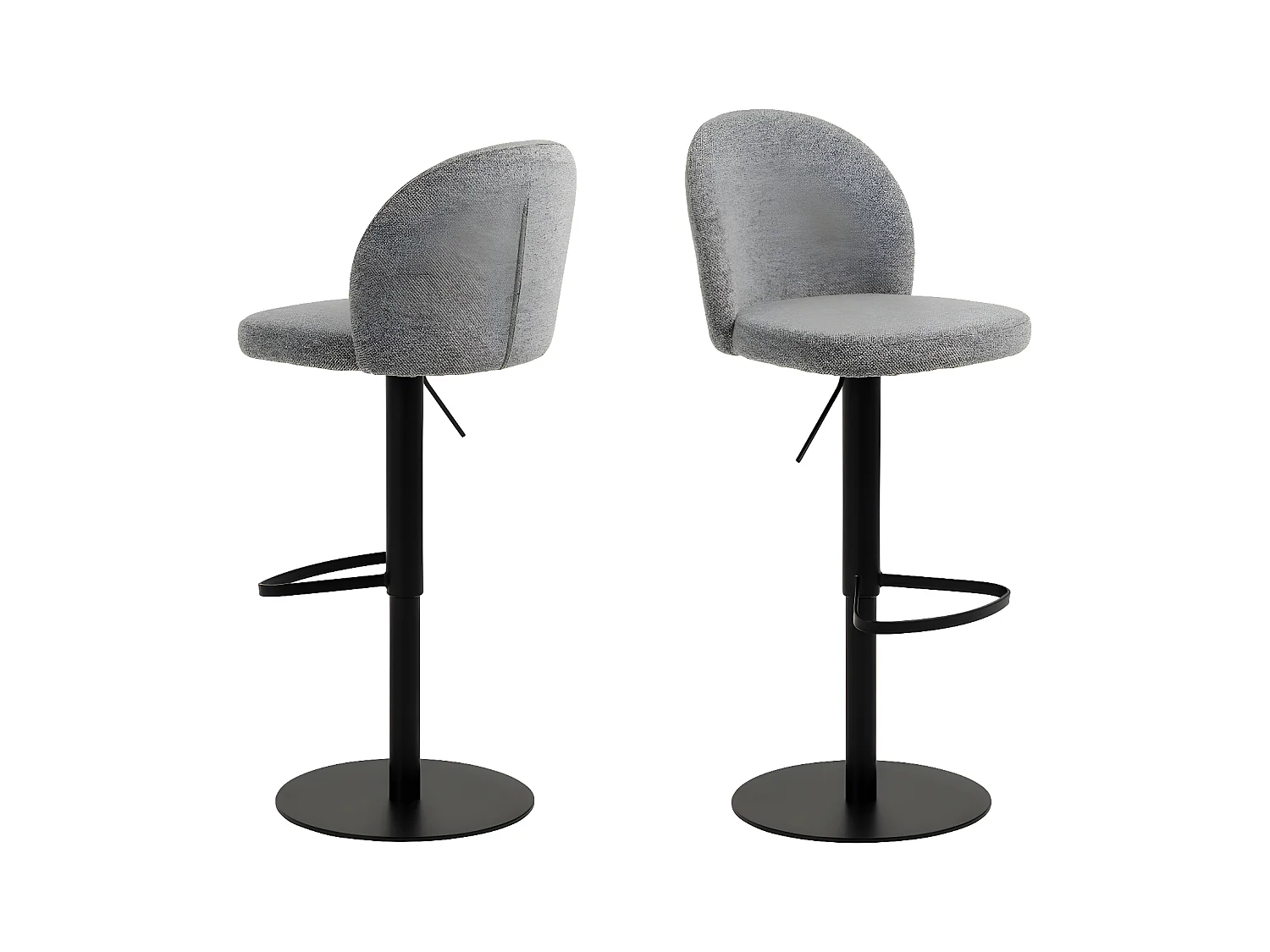 Colobura - Tabouret de bar en tissu et métal H55-80cm - Gris