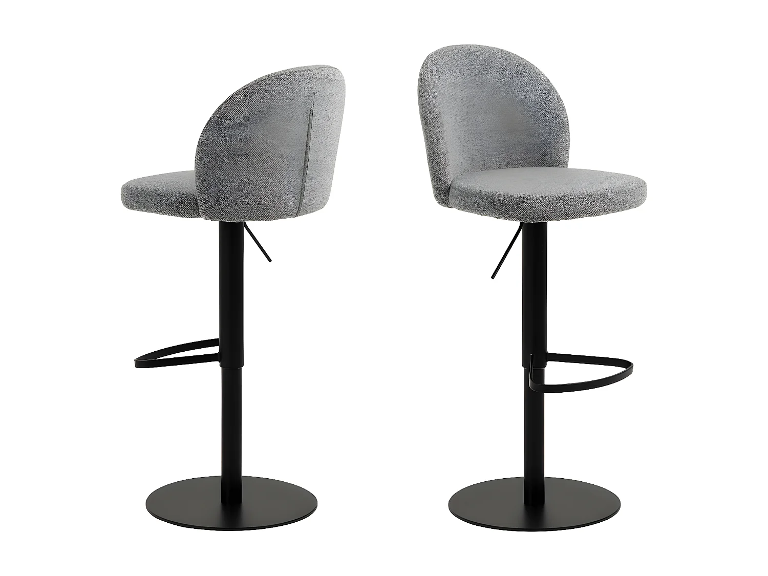 Colobura - Tabouret de bar en tissu et métal H55-80cm - Gris