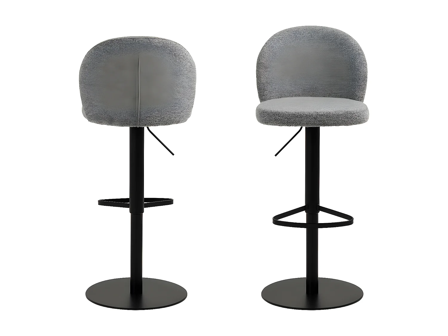 Colobura - Tabouret de bar en tissu et métal H55-80cm - Gris