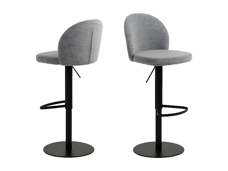 Colobura - Tabouret de bar en tissu et métal H55-80cm - Gris
