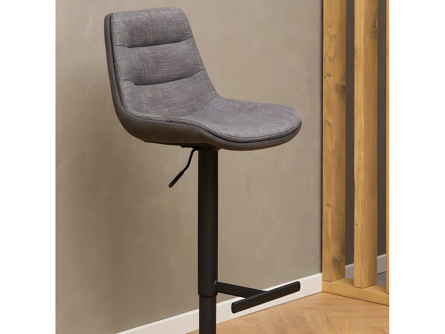 Antriade - Lot de 2 tabourets de bar réglables en tissu et métal H65-86cm - Marron